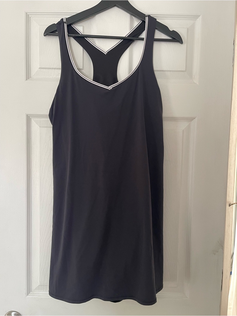 all in motion navy blue Racerback athletic dress white trim w neck xl